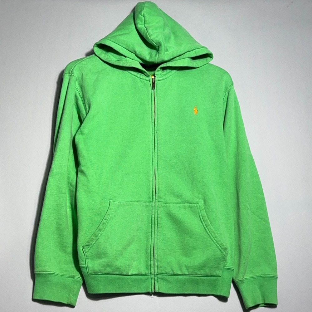 Polo Ralph Lauren Full Zip Hoodie Kids Size Large 14-16 Cotton Green Preppy
